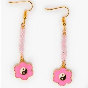 Flower Power Pink Yin Yang ☯️ dangle earrings